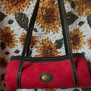 Red Suede Shoulder Bag